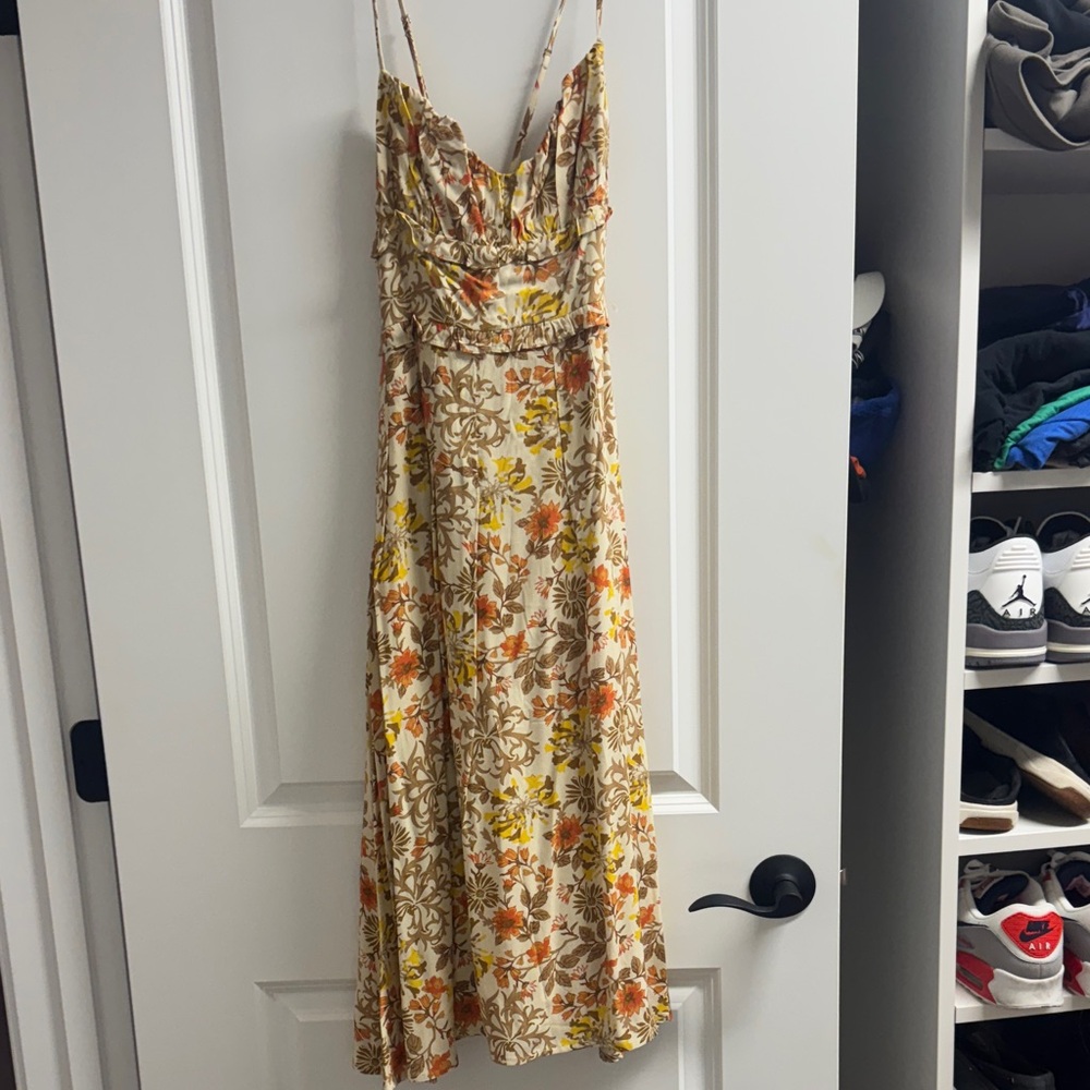 Petal & Pup Yellow and Orange Floral Midi Dress